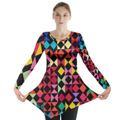 Colorful Rhombus And Triangles                                Long Sleeve Tunic by LalyLauraFLM