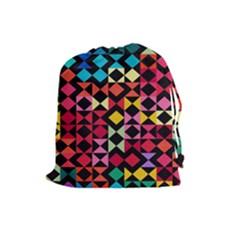 Colorful Rhombus And Triangles                                Drawstring Pouch by LalyLauraFLM