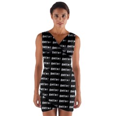 Bored Comic Style Word Pattern Wrap Front Bodycon Dress by dflcprints