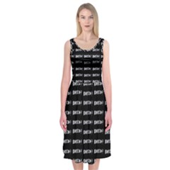 Bored Comic Style Word Pattern Midi Sleeveless Dress by dflcprints