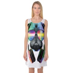 Dj Pug Cool Dog Sleeveless Satin Nightdress by alexamerch