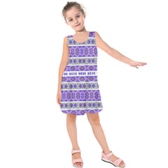 Vintage Striped Ornate Pattern Kids  Sleeveless Dress by dflcprints