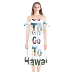 Hawaii Shoulder Tie Bardot Midi Dress by Howtobead