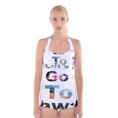 Hawaii Boyleg Halter Swimsuit  by Howtobead