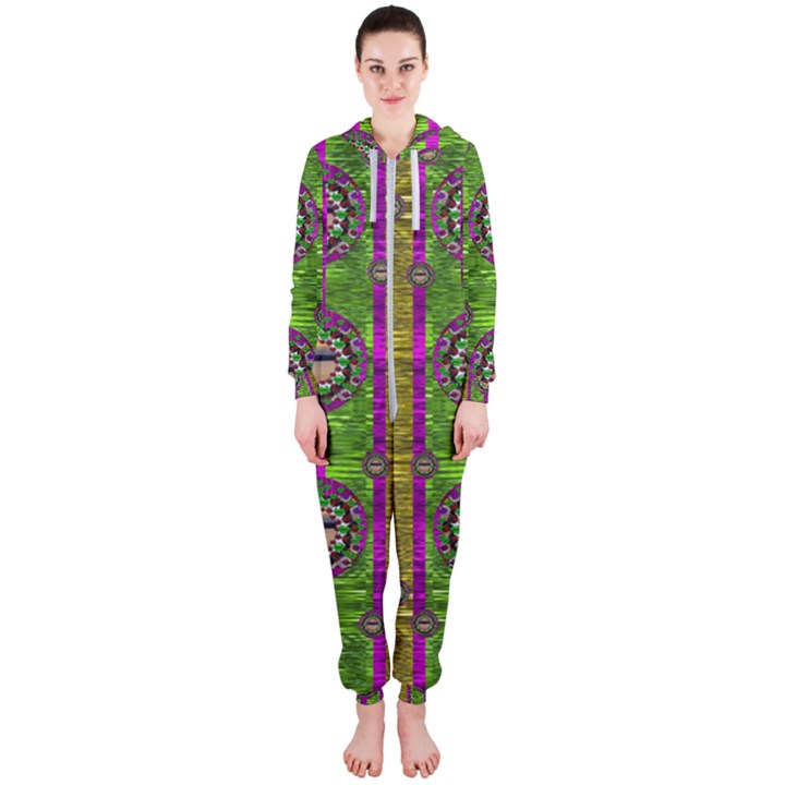 Sunset Love In The Rainbow Decorative Hooded Jumpsuit (Ladies) 