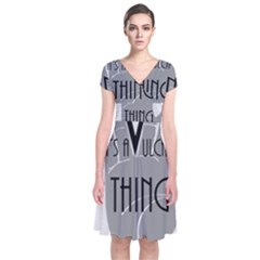 Vulcan Thing Short Sleeve Front Wrap Dress by Howtobead