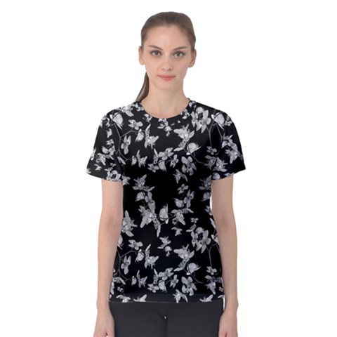 Dark Orquideas Floral Pattern Print Women s Sport Mesh Tee by dflcprints