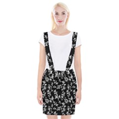 Dark Orquideas Floral Pattern Print Braces Suspender Skirt by dflcprints