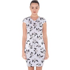 Birds Pattern Photo Collage Capsleeve Drawstring Dress  by dflcprints