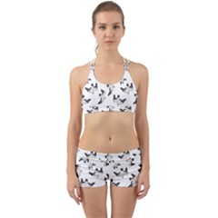 Birds Pattern Photo Collage Back Web Sports Bra Set by dflcprints