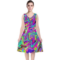 Artwork By Patrick-pattern-15 V-neck Midi Sleeveless Dress  by ArtworkByPatrick