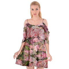 Floral Roses Cutout Spaghetti Strap Chiffon Dress