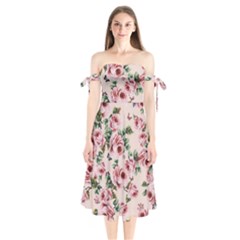 Roses Shoulder Tie Bardot Midi Dress by CasaDiModa