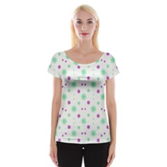 Stars Motif Multicolored Pattern Print Cap Sleeve Tops by dflcprints