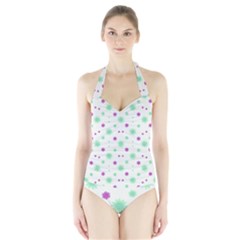 Stars Motif Multicolored Pattern Print Halter Swimsuit by dflcprints