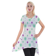 Stars Motif Multicolored Pattern Print Short Sleeve Side Drop Tunic by dflcprints