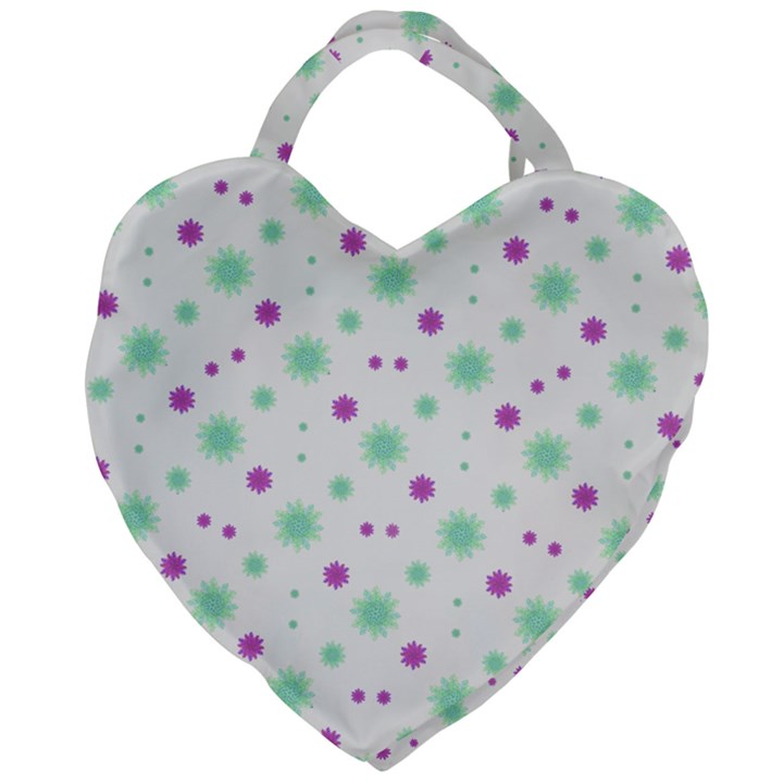 Stars Motif Multicolored Pattern Print Giant Heart Shaped Tote