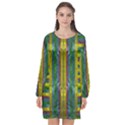 Summer Night After The Rain Decorative Long Sleeve Chiffon Shift Dress  View1