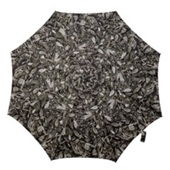 Black And White Leaves Pattern Hook Handle Umbrellas (small) by dflcprints