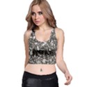 Black And White Leaves Pattern Racer Back Crop Top View1