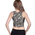 Black And White Leaves Pattern Racer Back Crop Top View2