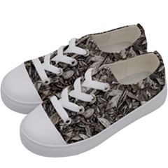 Black And White Leaves Pattern Kids  Low Top Canvas Sneakers by dflcprints