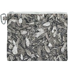 Black And White Leaves Pattern Canvas Cosmetic Bag (xxxl) by dflcprints