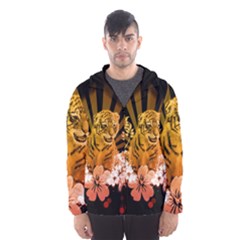 Cute Little Tiger With Flowers Hooded Wind Breaker (men) by FantasyWorld7