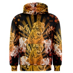 Cute Little Tiger With Flowers Men s Pullover Hoodie by FantasyWorld7