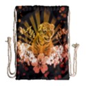 Cute Little Tiger With Flowers Drawstring Bag (Large) View1