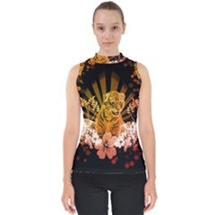 Cute Little Tiger With Flowers Shell Top by FantasyWorld7