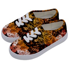 Cute Little Tiger With Flowers Kids  Classic Low Top Sneakers by FantasyWorld7