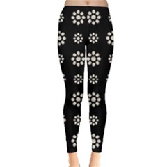 Dark Stylized Floral Pattern Leggings  by dflcprints