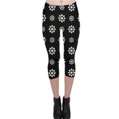 Dark Stylized Floral Pattern Capri Leggings  by dflcprints