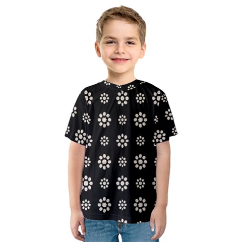 Dark Stylized Floral Pattern Kids  Sport Mesh Tee by dflcprints