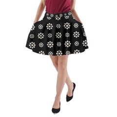 Dark Stylized Floral Pattern A-line Pocket Skirt by dflcprints