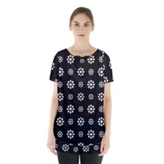 Dark Stylized Floral Pattern Skirt Hem Sports Top by dflcprints