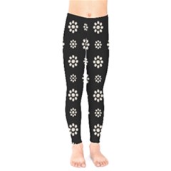 Dark Stylized Floral Pattern Kids  Legging by dflcprints