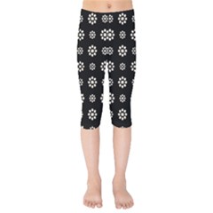 Dark Stylized Floral Pattern Kids  Capri Leggings  by dflcprints