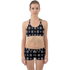 Dark Stylized Floral Pattern Back Web Gym Set by dflcprints