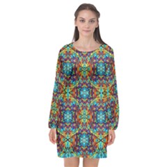 Pattern-16 Long Sleeve Chiffon Shift Dress  by ArtworkByPatrick