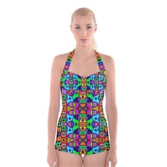 Artwork By Patrick-pattern-18 Boyleg Halter Swimsuit  by ArtworkByPatrick