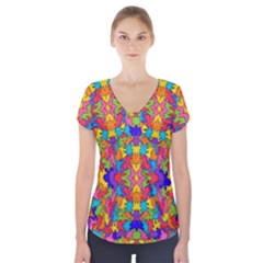 Artwork By Patrick-pattern-19 Short Sleeve Front Detail Top by ArtworkByPatrick