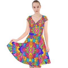 Artwork By Patrick-pattern-19 Cap Sleeve Front Wrap Midi Dress by ArtworkByPatrick