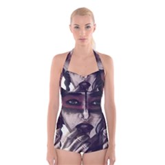 Femininely Badass Boyleg Halter Swimsuit  by sirenstore