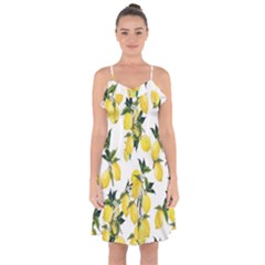 Lemons Print Ruffle Detail Chiffon Dress by CasaDiModa