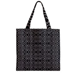 Black And White Tribal Print Zipper Grocery Tote Bag by dflcprints