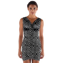 Black And White Tribal Print Wrap Front Bodycon Dress by dflcprints