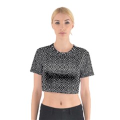 Black And White Tribal Print Cotton Crop Top by dflcprints