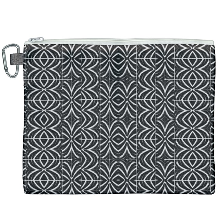 Black And White Tribal Print Canvas Cosmetic Bag (XXXL)